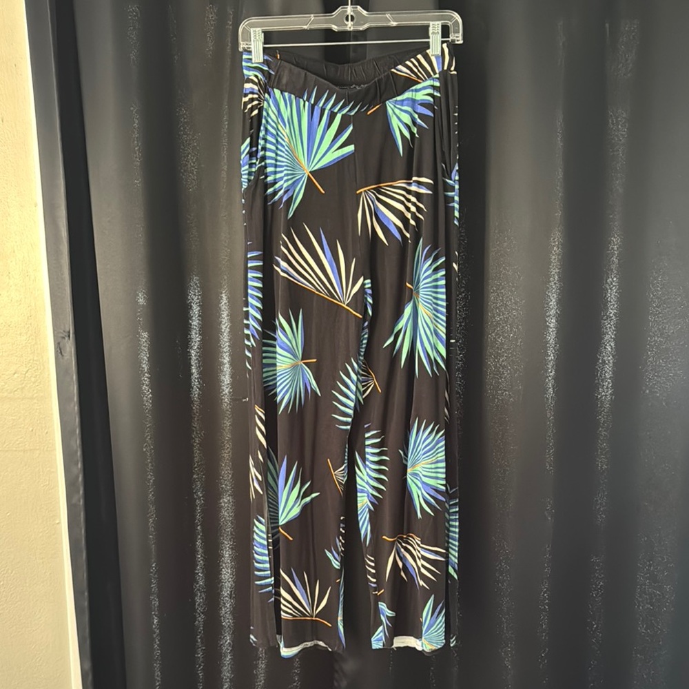 Tropical Leaf Print Pants